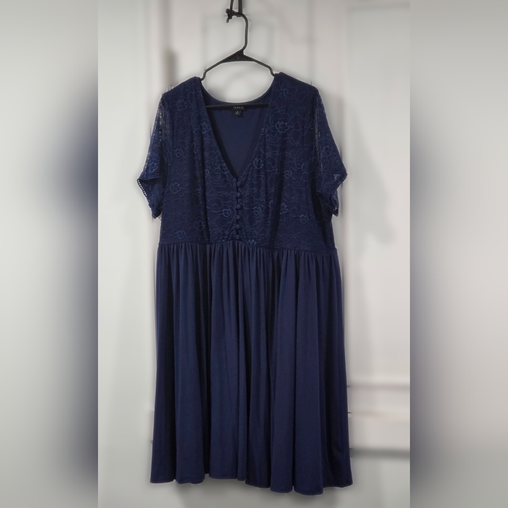 Torrid Navy Blue Skater Lace Dress - Picture 2 of 5